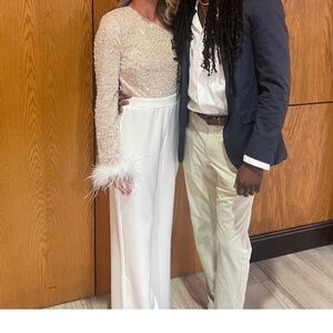 Chic White Women's Wide Leg Jumpsuit